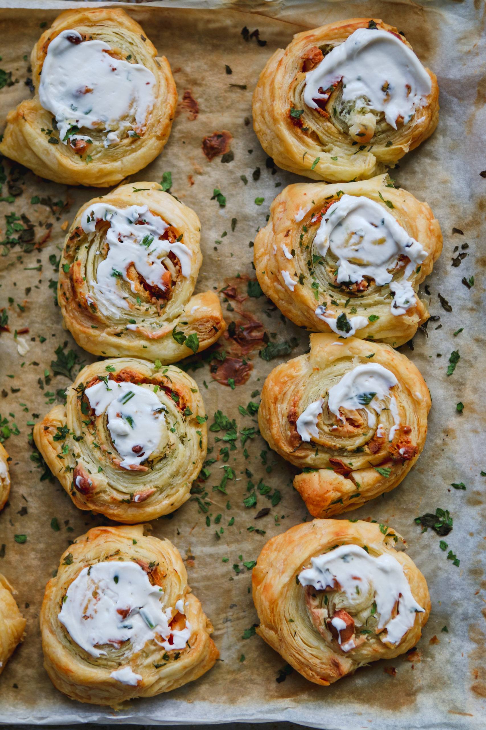 vegan pancetta pinwheels with nush cream cheese