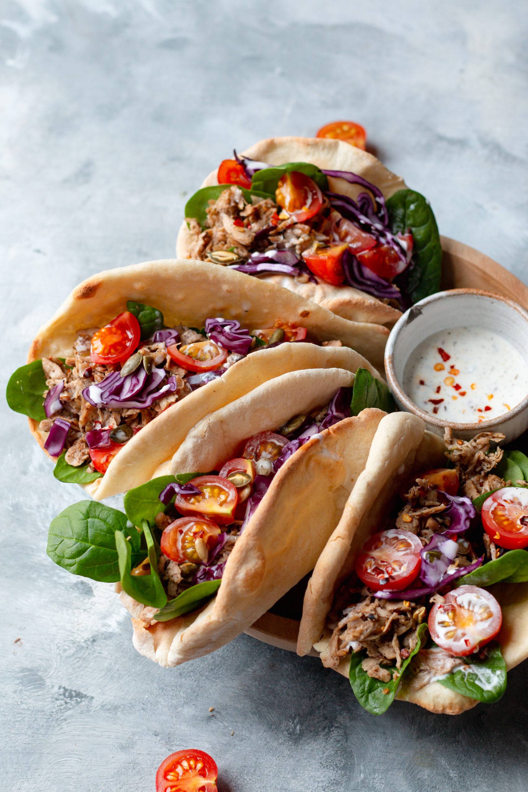 vegan pulled chicken wraps