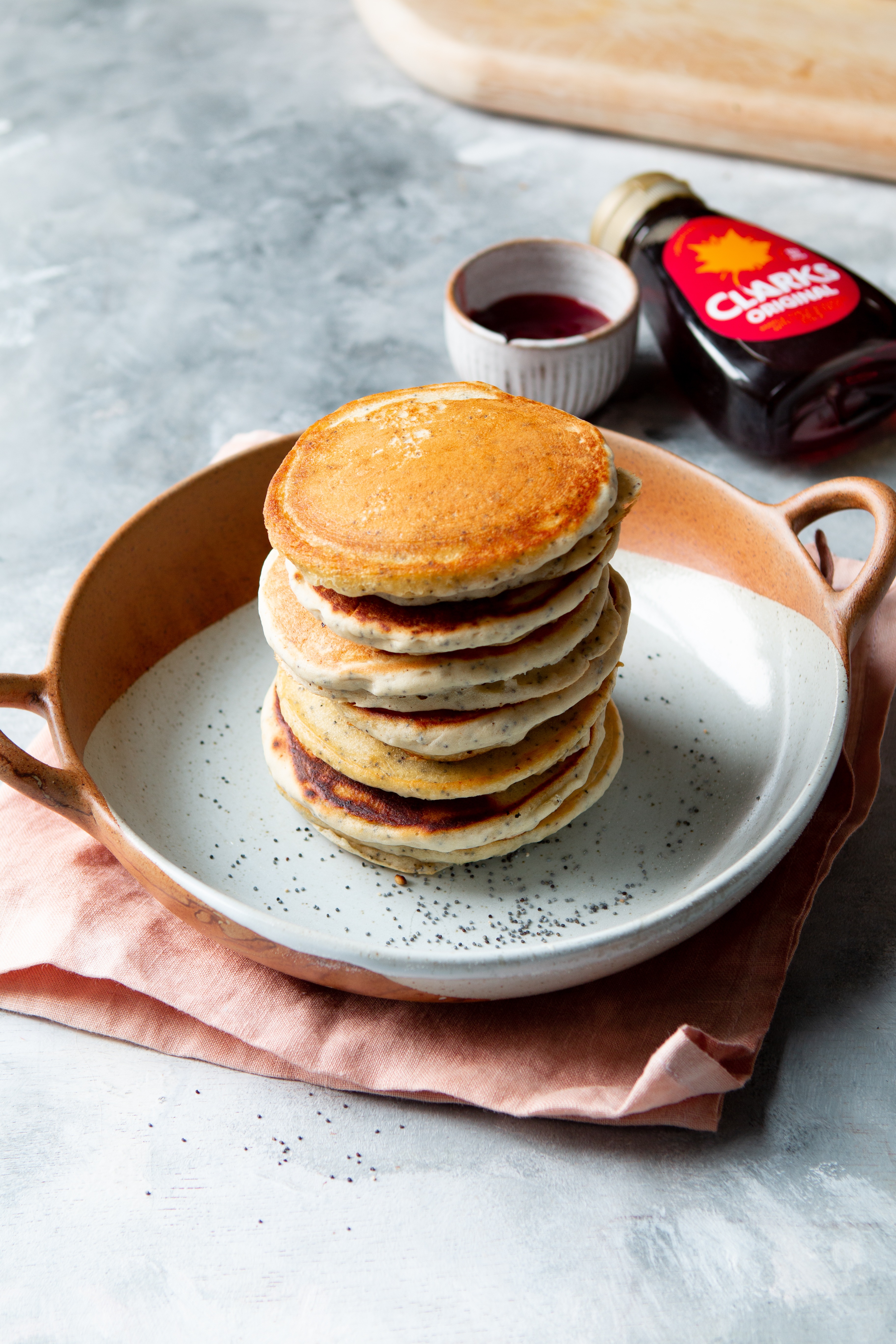 lemon and poppy seed vegan pancakes