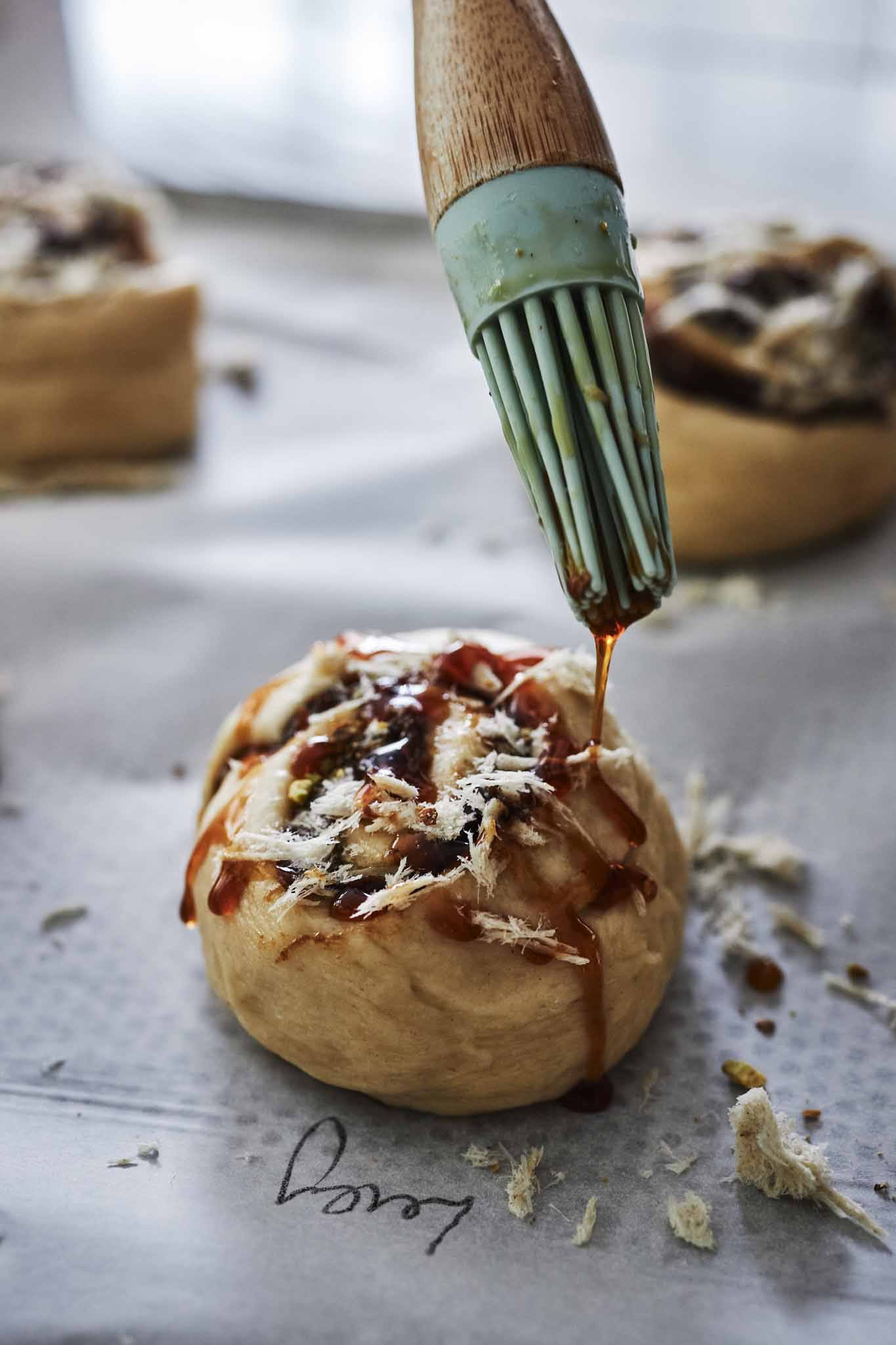 tahini and date cinnamon buns