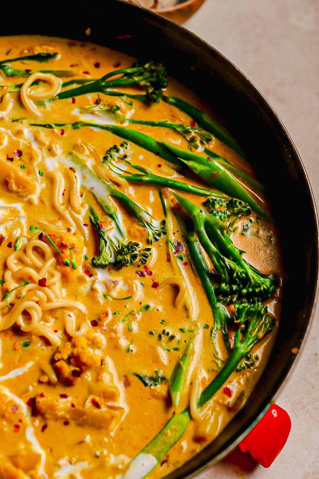 Smooth Chilli Noodle Soup with Leftover Lettuce - Lucy & Lentils