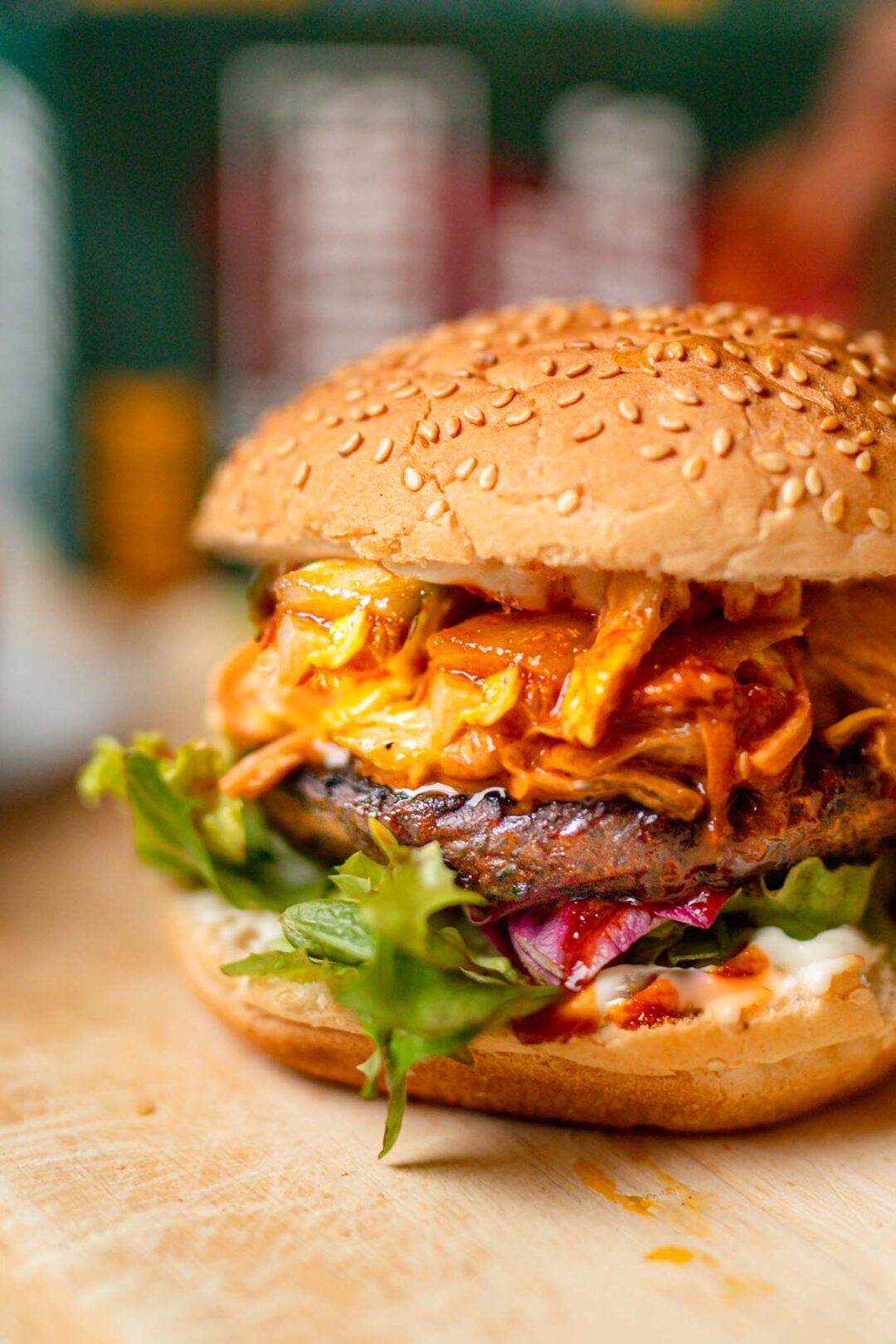 kimchi slaw vegan burger