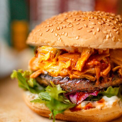 kimchi slaw vegan burger