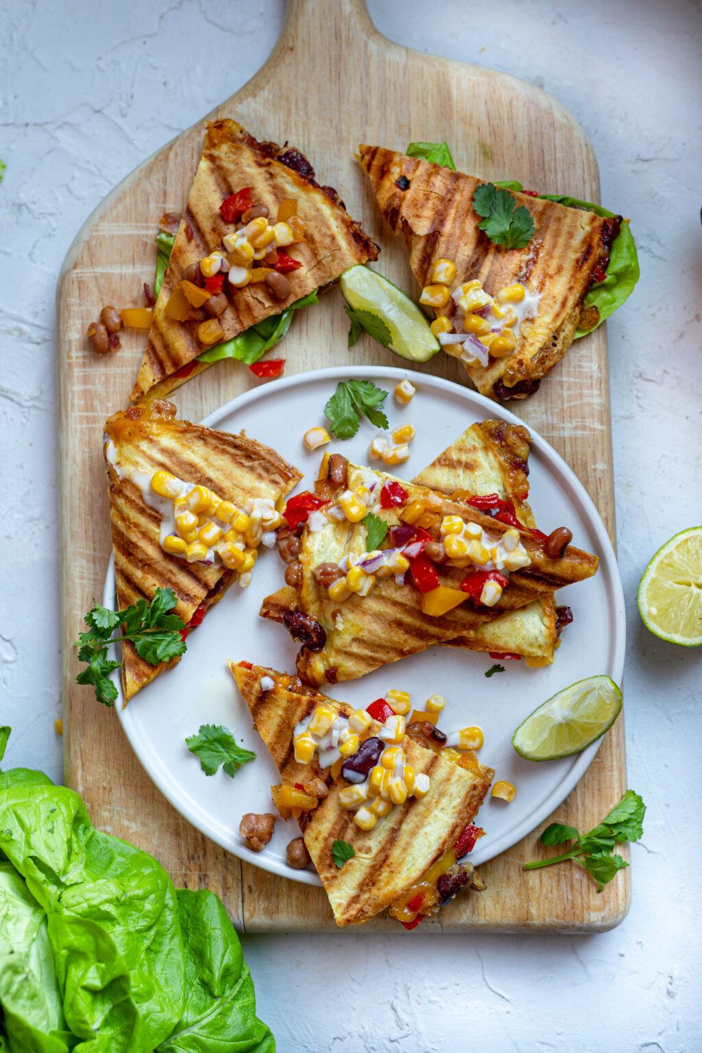 Cheesy Vegan Quesadillas with Corn Salsa - Lucy & Lentils