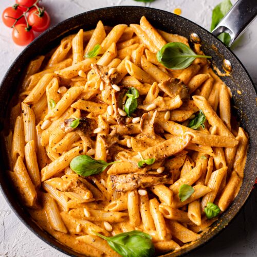 roasted pepper pasta wild mushrooms