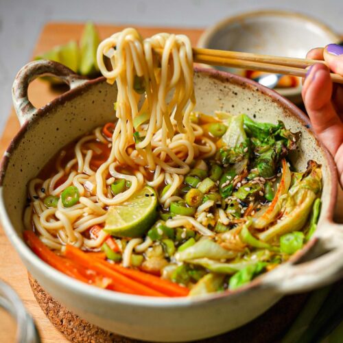 Smooth Chilli Noodle Soup with Leftover Lettuce - Lucy & Lentils