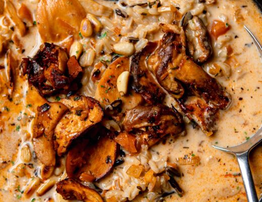 vegan wild rice and mushroom soup