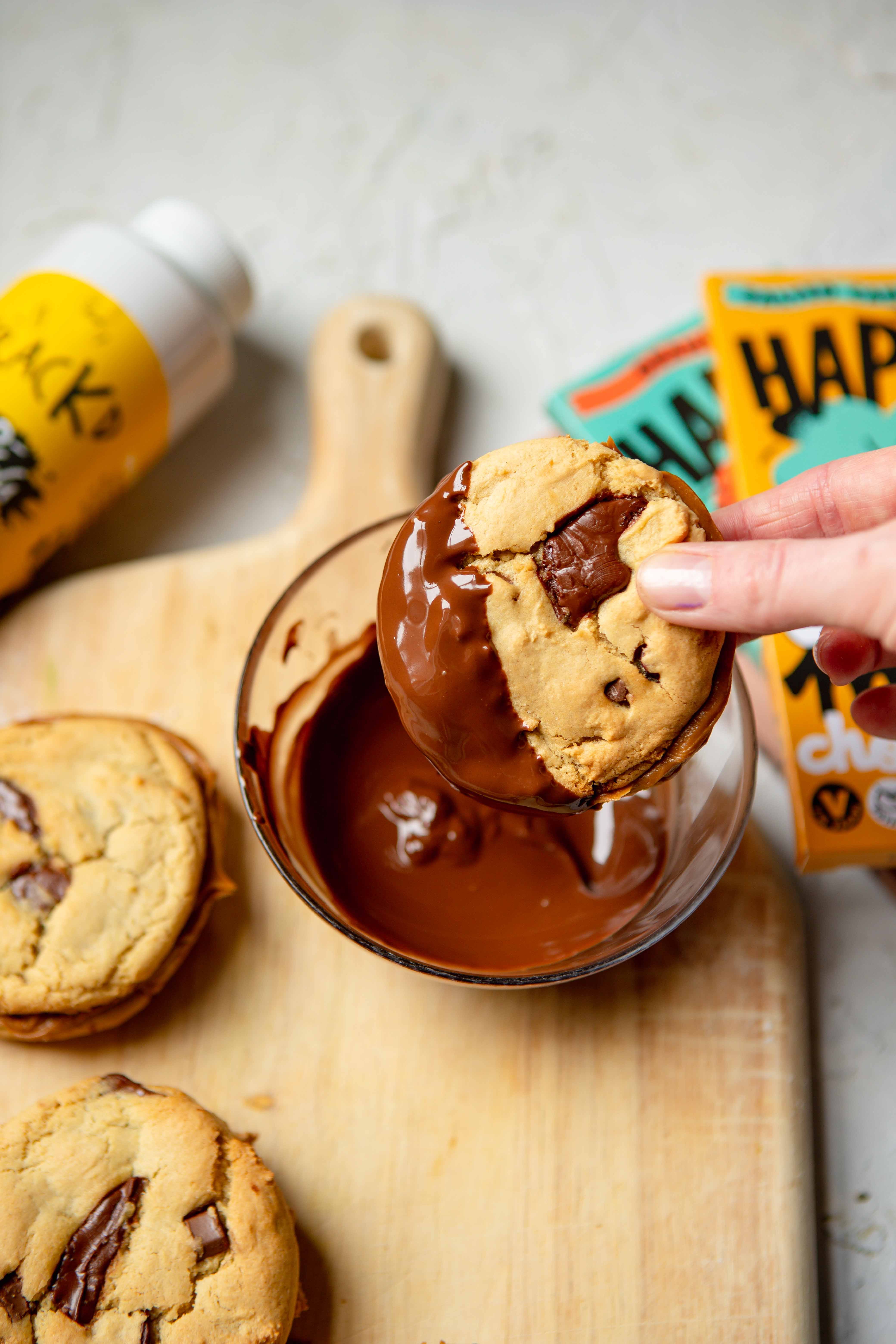 vegan cookie sandwich with biscoff filling