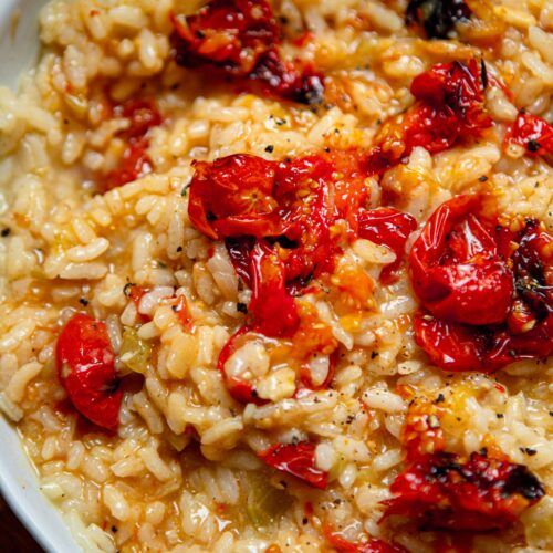 Tomato and Garlic Vegan Risotto - Lucy & Lentils