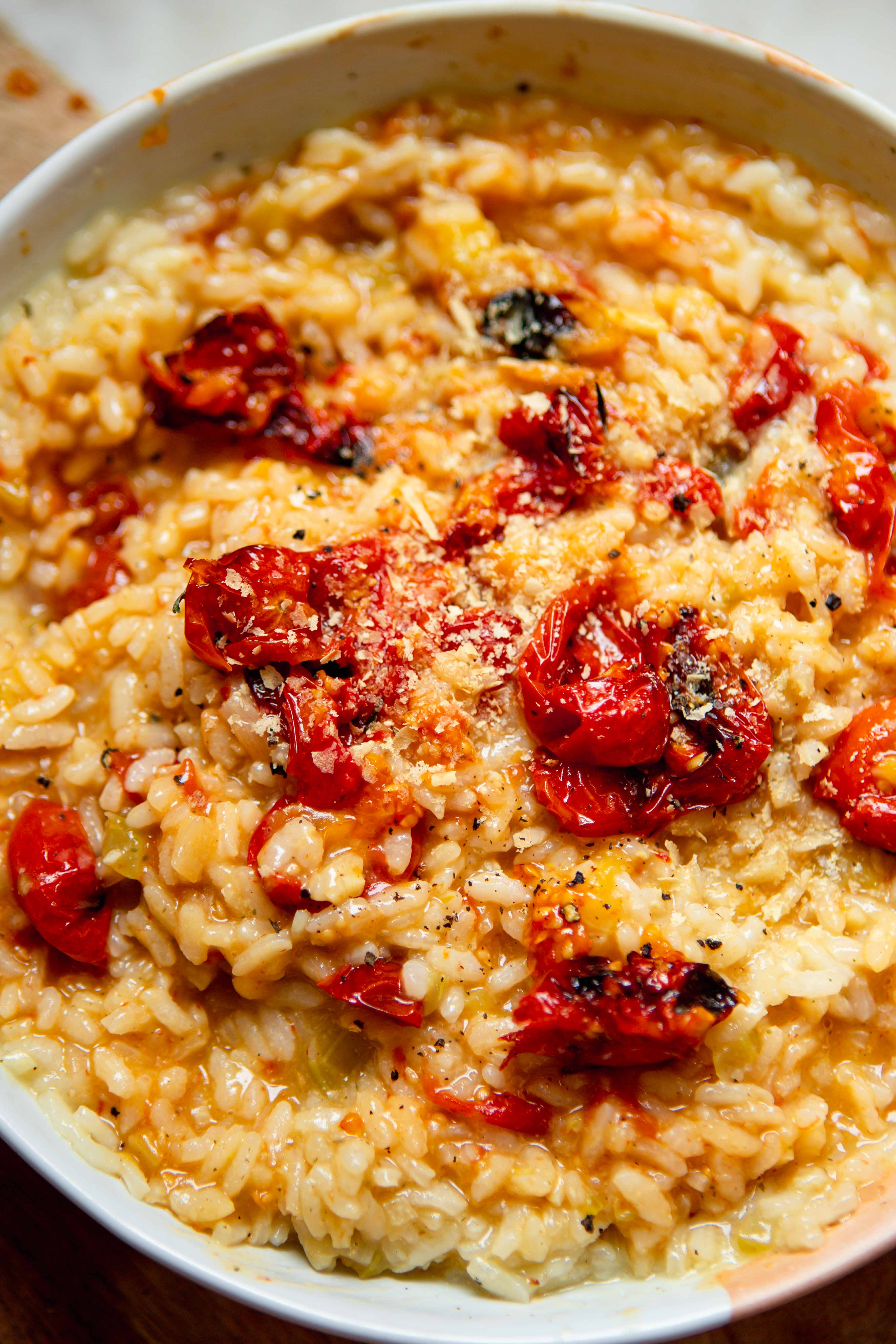 vegan tomato and garlic risotto