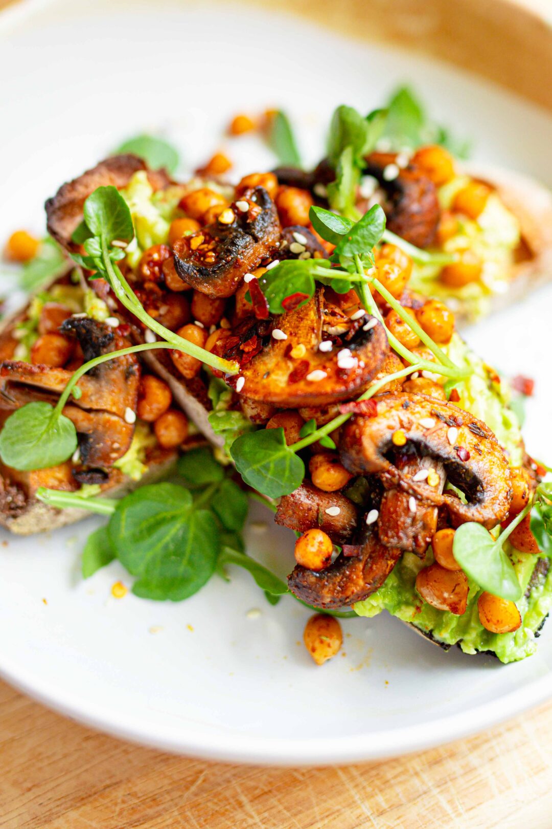 chickpeas mushrooms on toast vegan breakfast