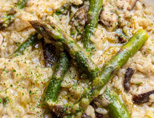 asparagus and shiitake vegan risotto
