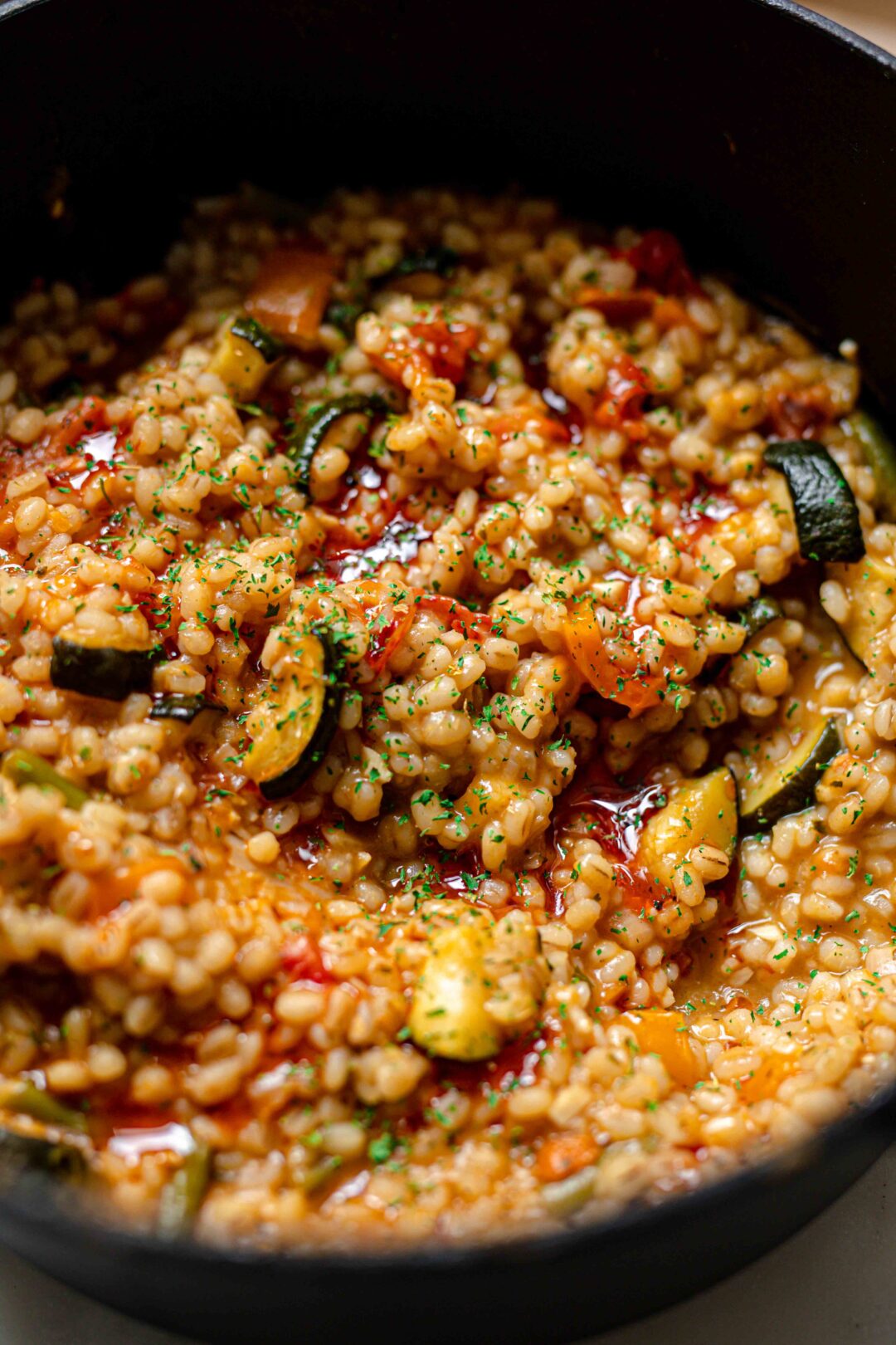 vegan vegetable risotto with bulgar wheat
