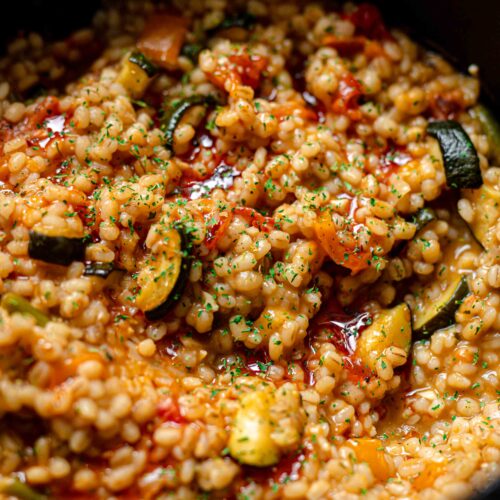 vegan vegetable risotto with bulgar wheat