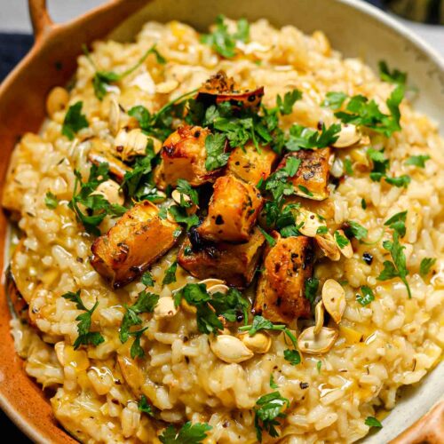 pumpkin and leek risotto vegan