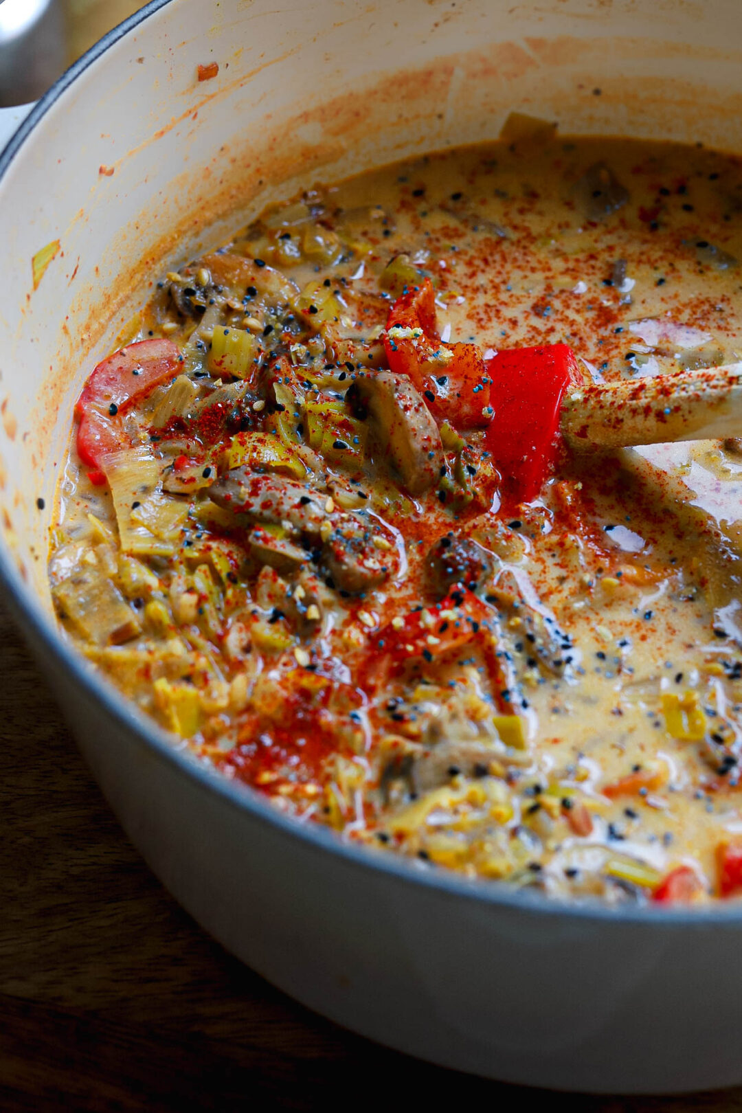 Leek, Mushroom and Rice Creamy Soup - Lucy & Lentils