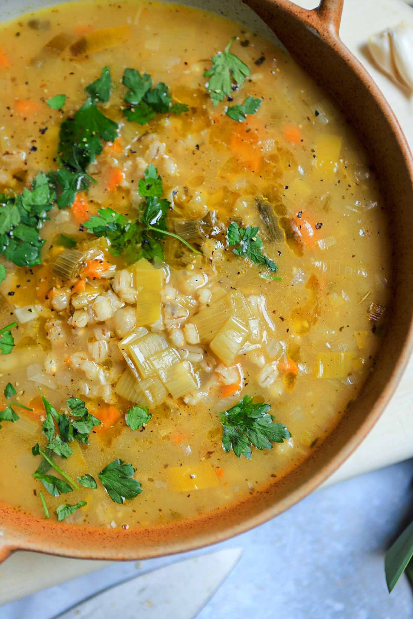 pearl barley and leek soup