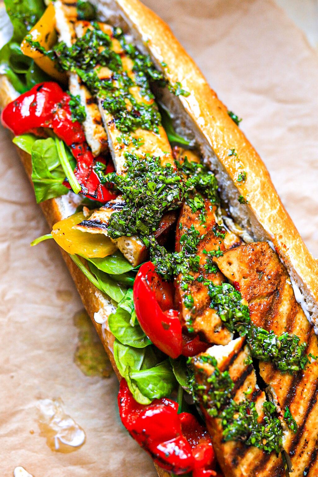 Grilled Tofu Sandwich with Chimichurri Lucy & Lentils