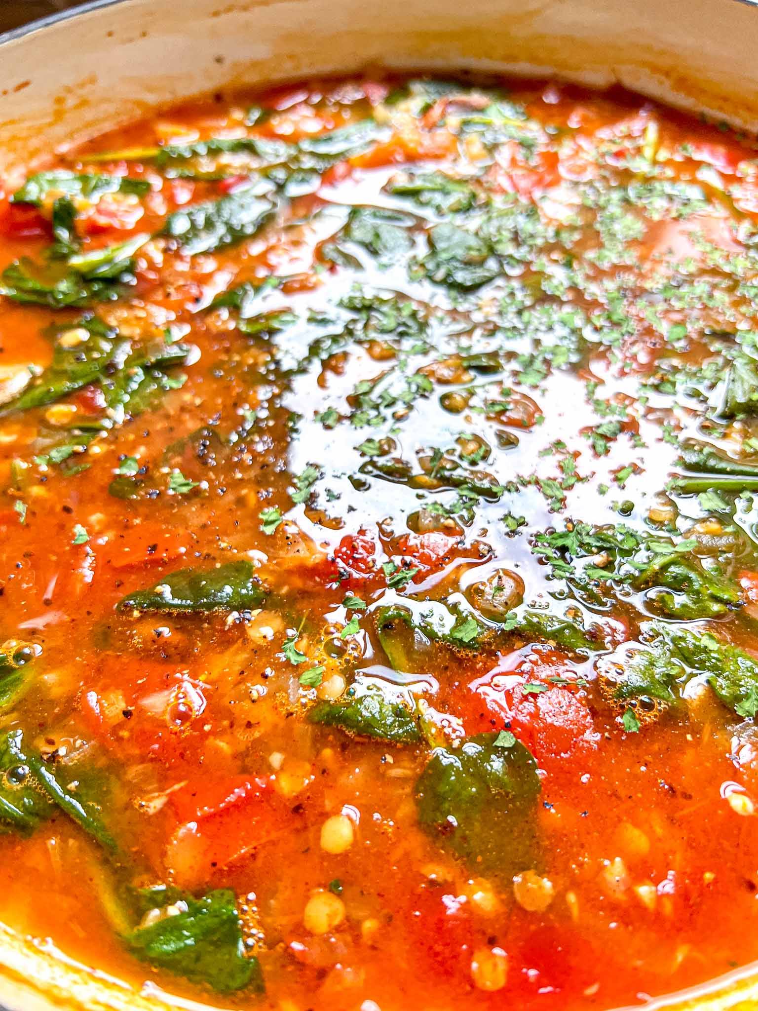 vegan tomato lentil soup