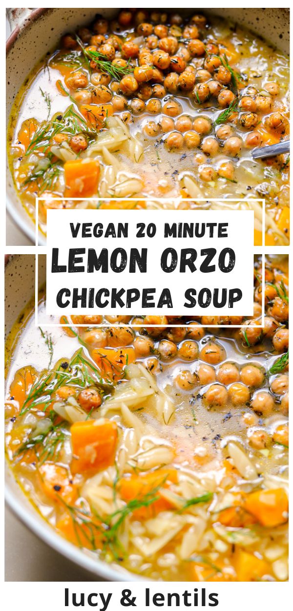 lemon orzo chickpea soup vegan