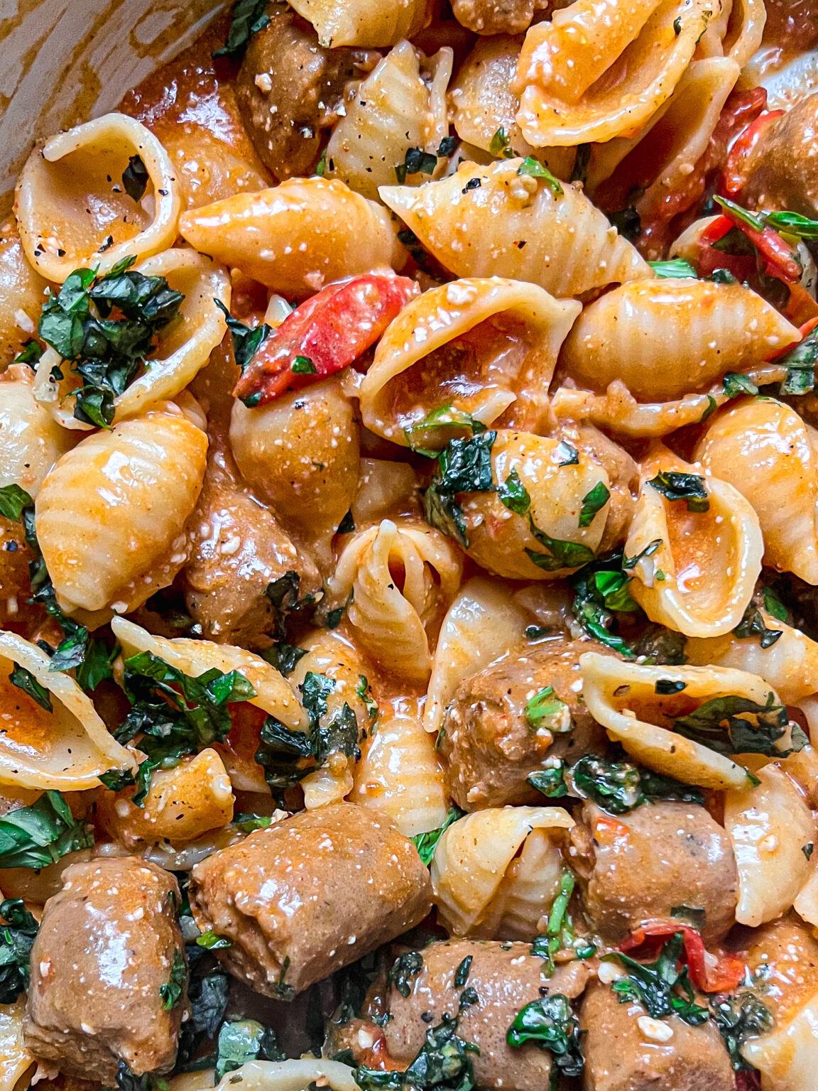 Vegan Gochujang Sausage Pasta Lucy And Lentils