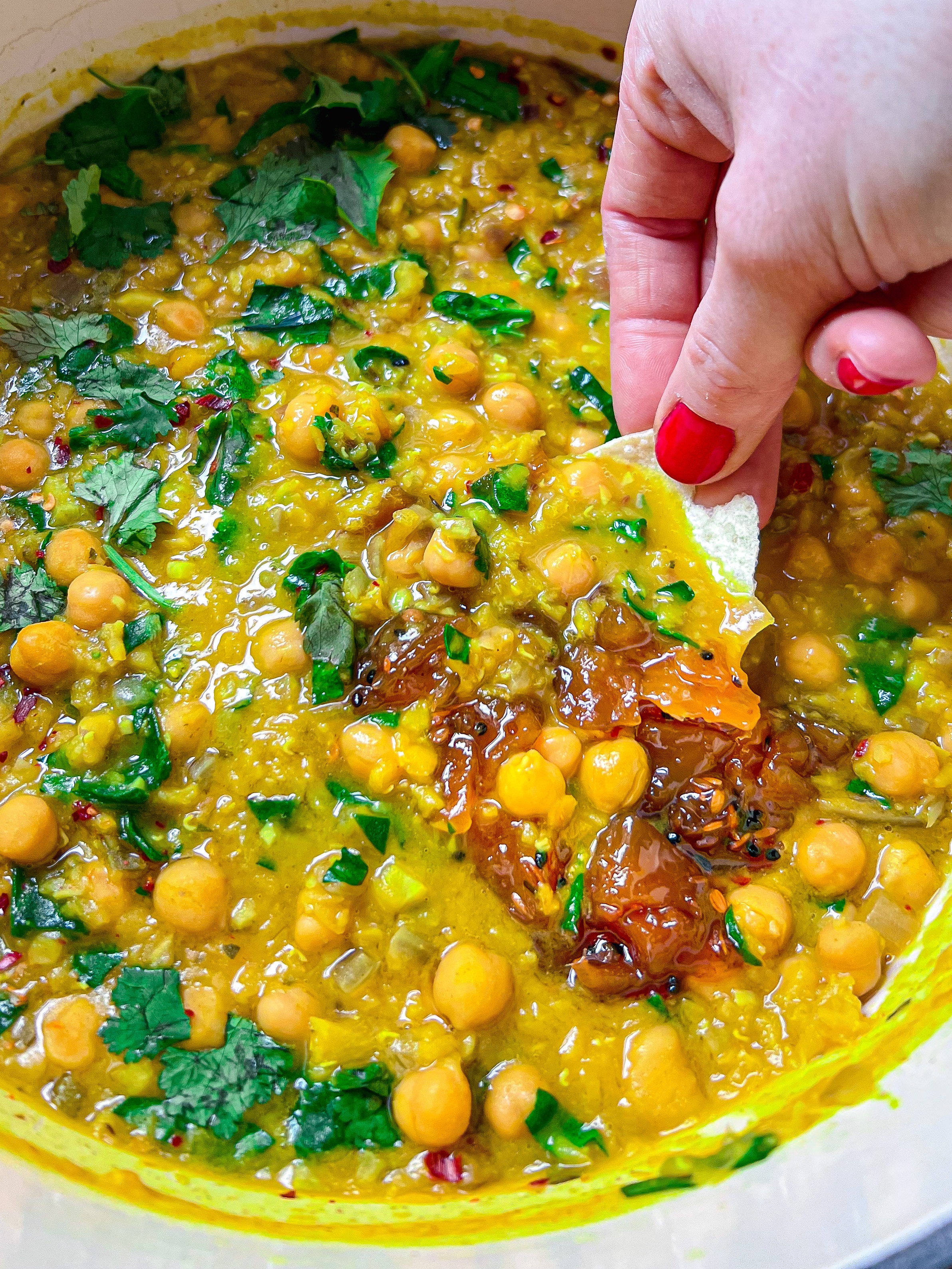 easy vegan chickpea and lentils dal