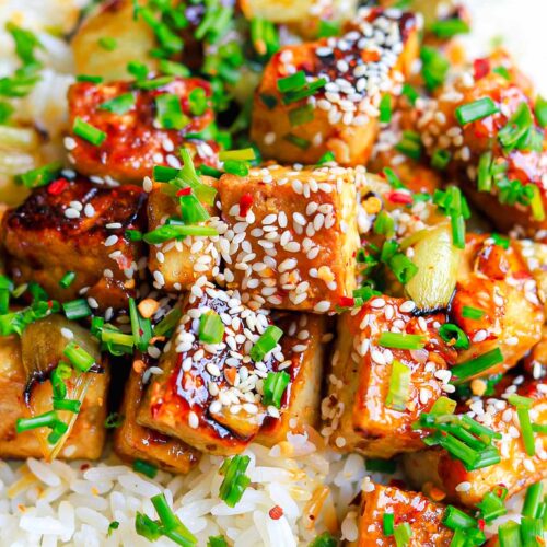 sticky sweet chilli tofu recipe vegan