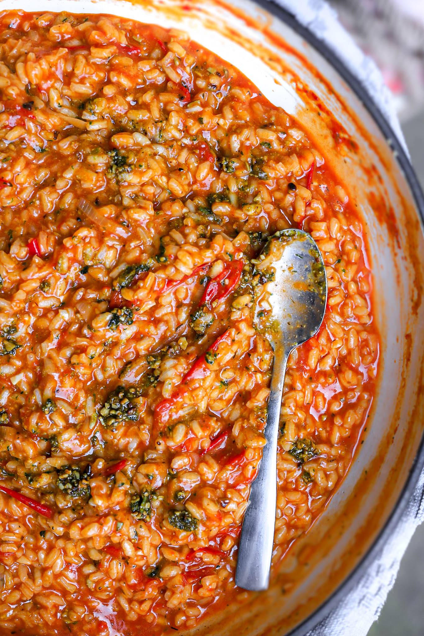 vegan risotto tomato and pesto recipe