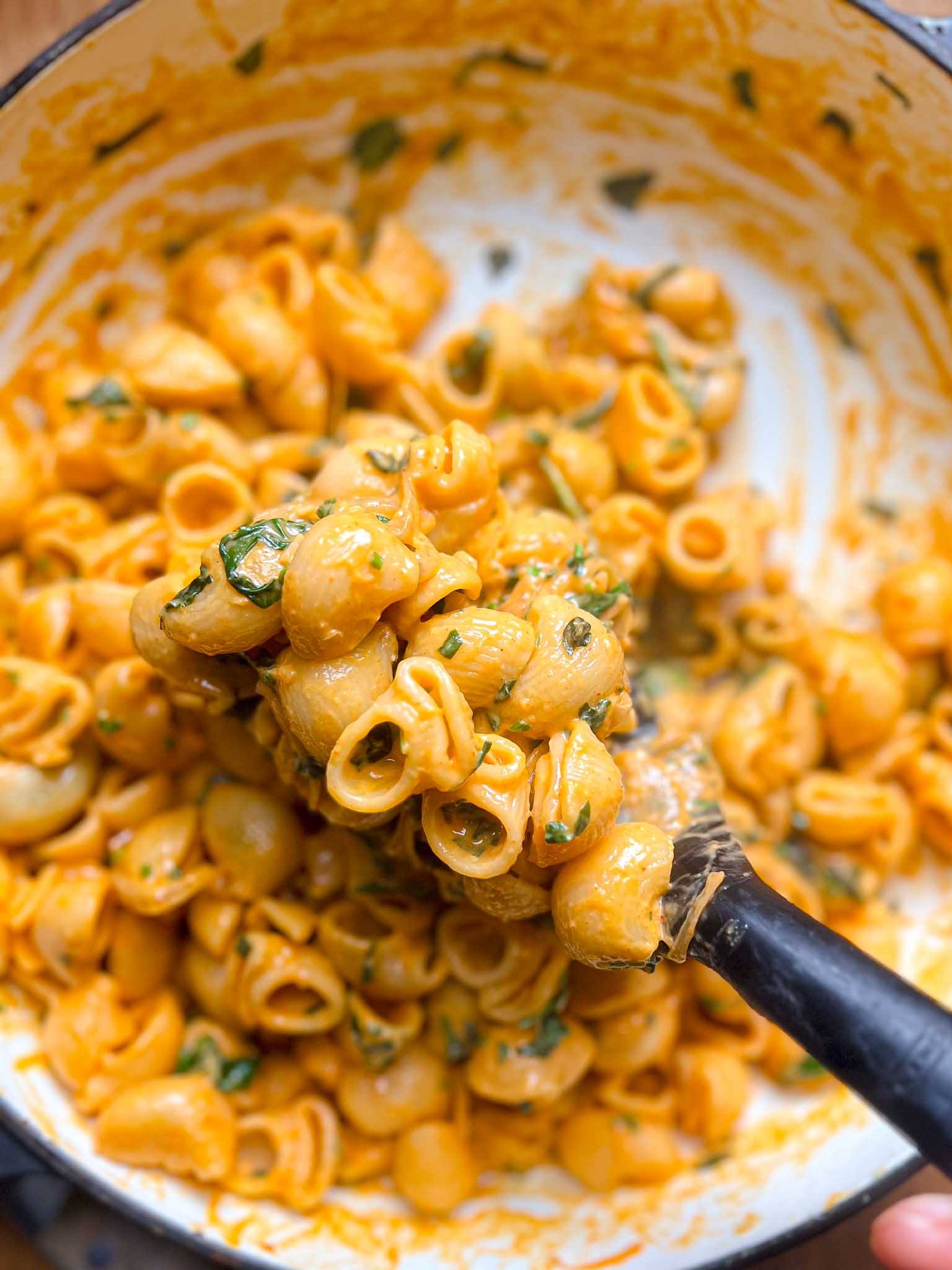 caramelised shallot pasta vegan recipe